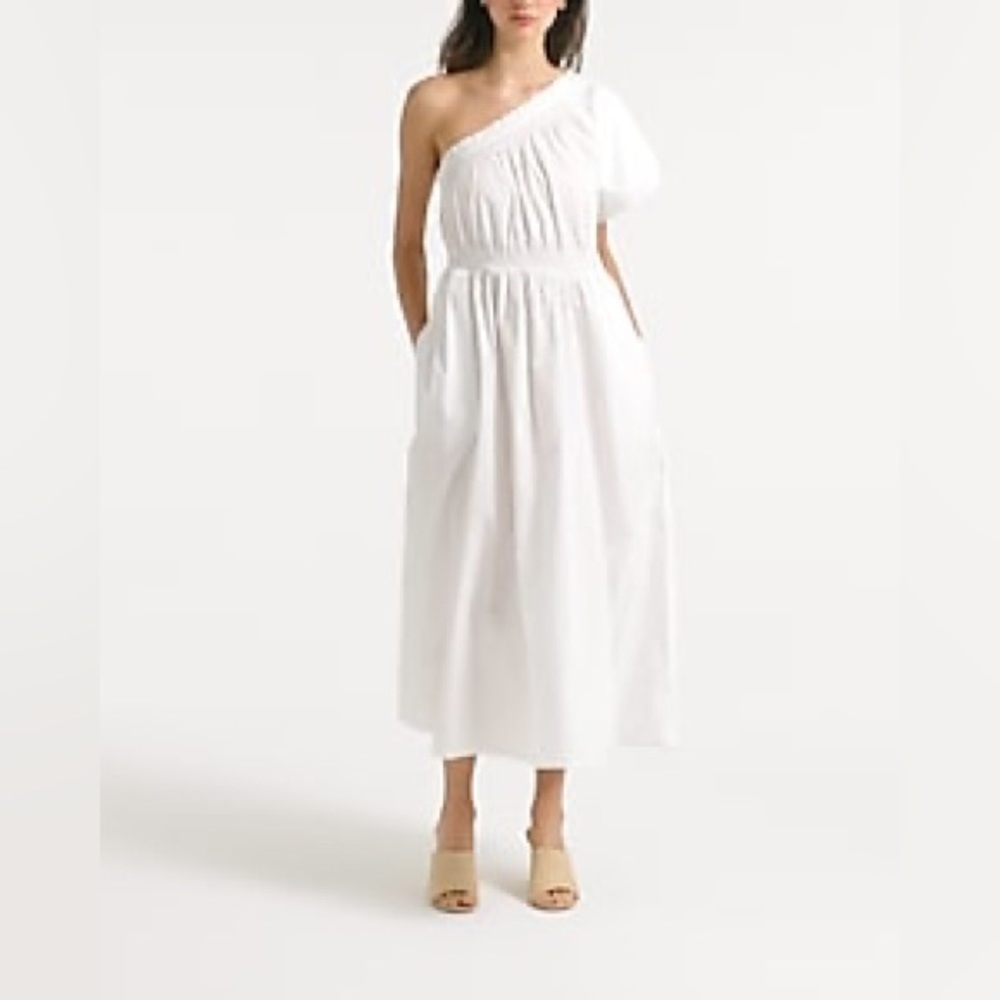 J Crew Smocked One Shoulder Dress preloved